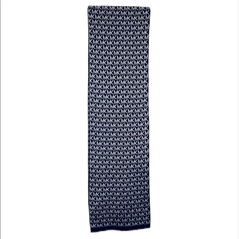 NWT Michael Kors: Black, Gray & Black Logo Scarf - Picture 3 of 6
